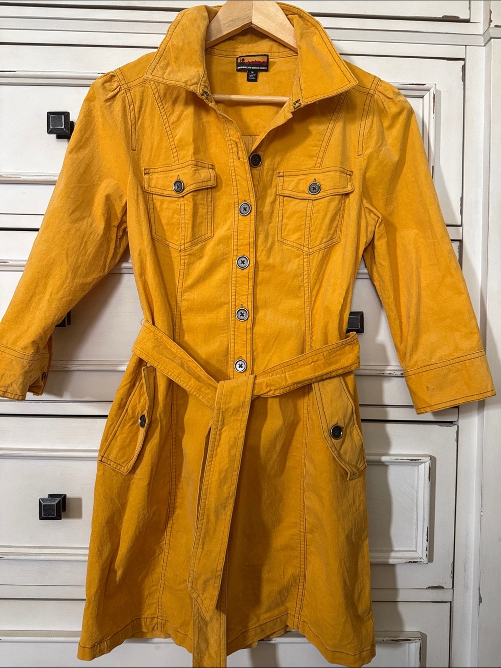 Brooklyn Industries Mustard Yellow Belted Midi Dress